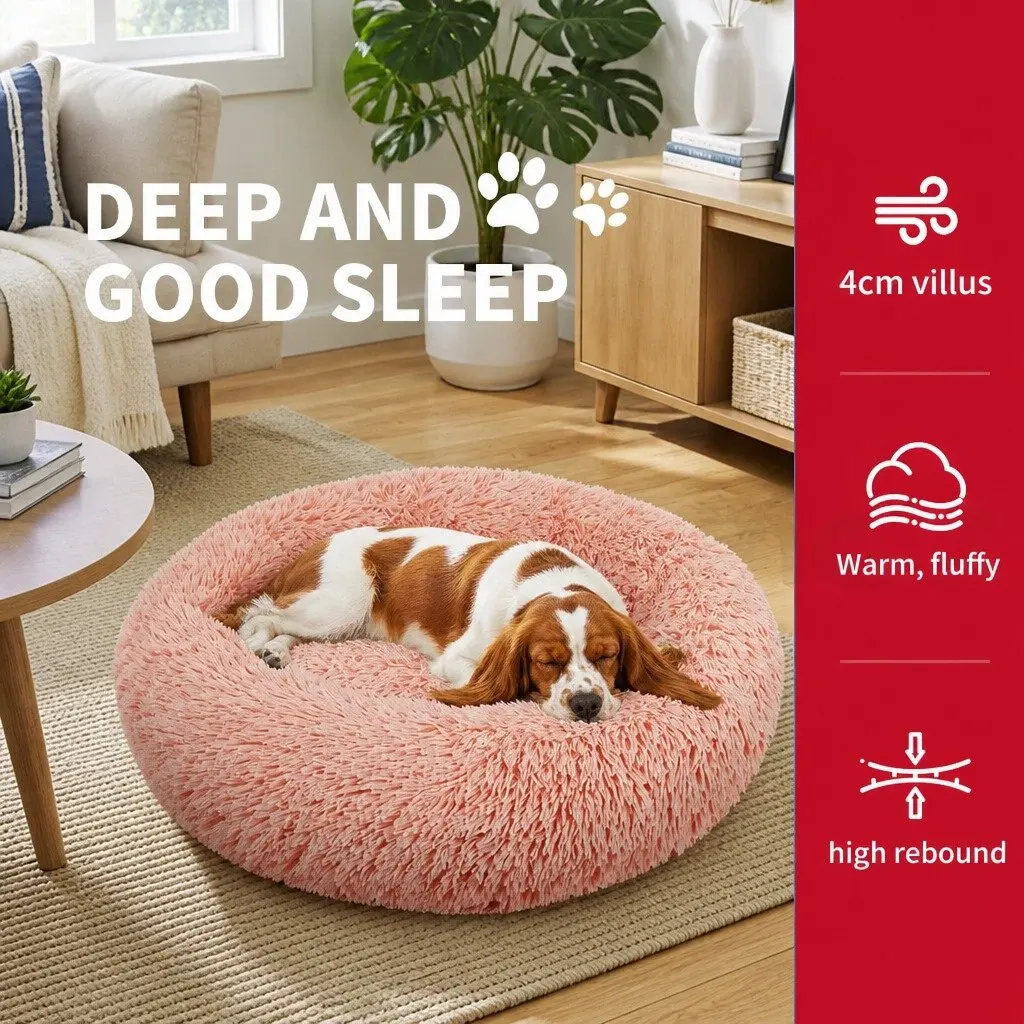 Dog Bed Round Plush Nest XL Pink