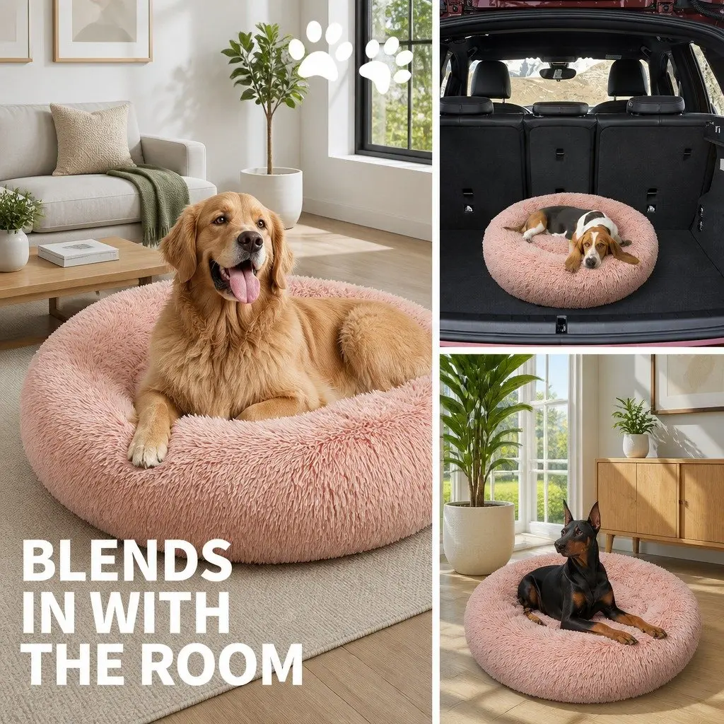 Dog Bed Round Plush Nest XL Pink