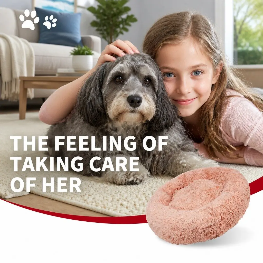 Dog Bed Round Plush Nest XL Pink