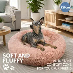 Friendly and Soft XXL Round Dog Bed - Pink