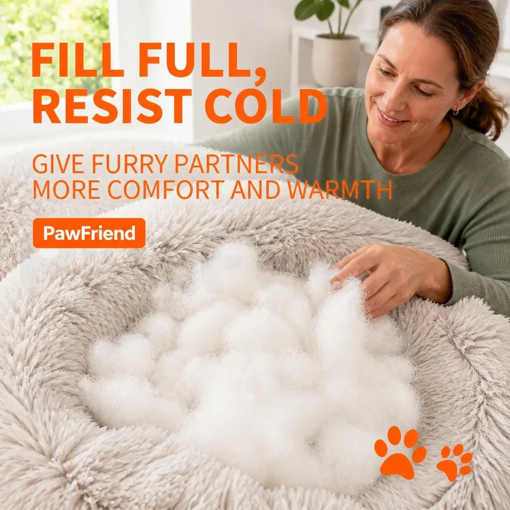 Dog Bed Round Plush Warm Sleeping Mat Large 90cm