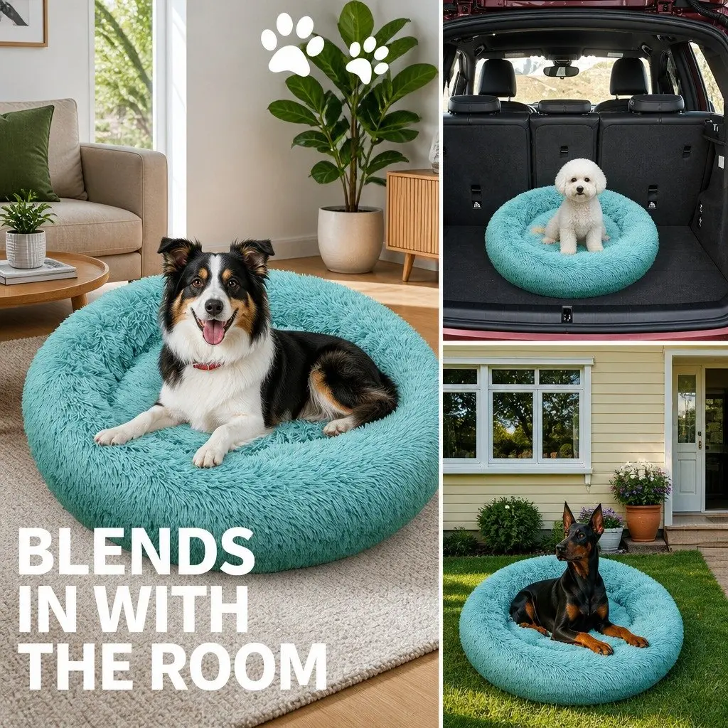 Dog Bed Round Plush Warm Sleeping Mat Large 90cm