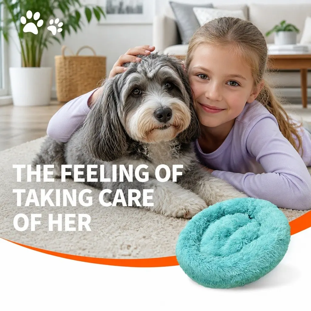 Medium Plush Dog Bed Warm Round Nest 70cm Green