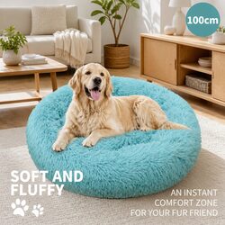 Friendly Round Dog Bed for Pets 100cm Green