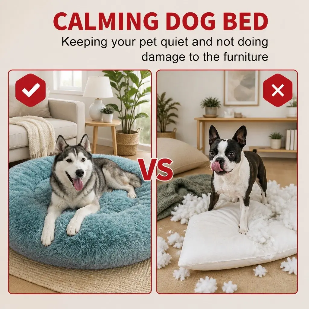 Plush Dog Bed Warm Nest Soft Cushion 100cm Teal