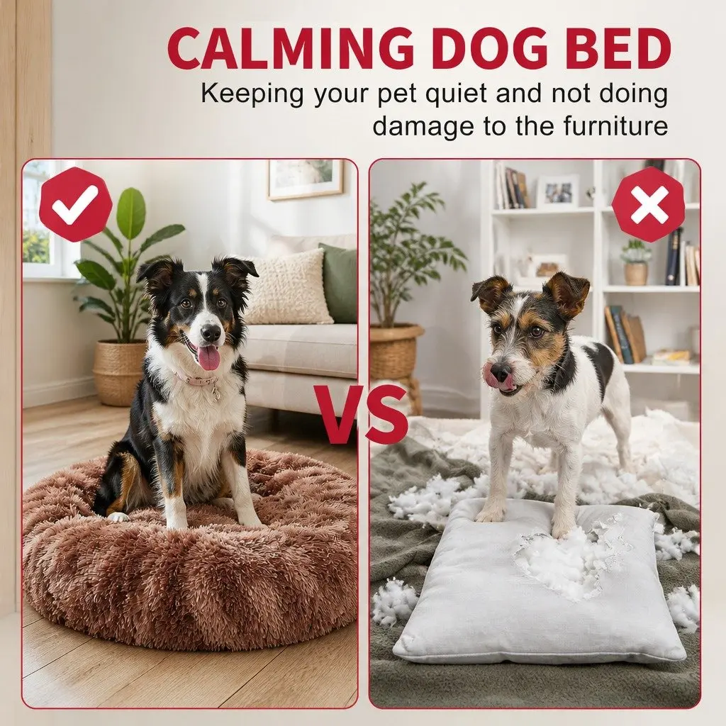 Pet Bed Round Nest Warm Plush 120cm