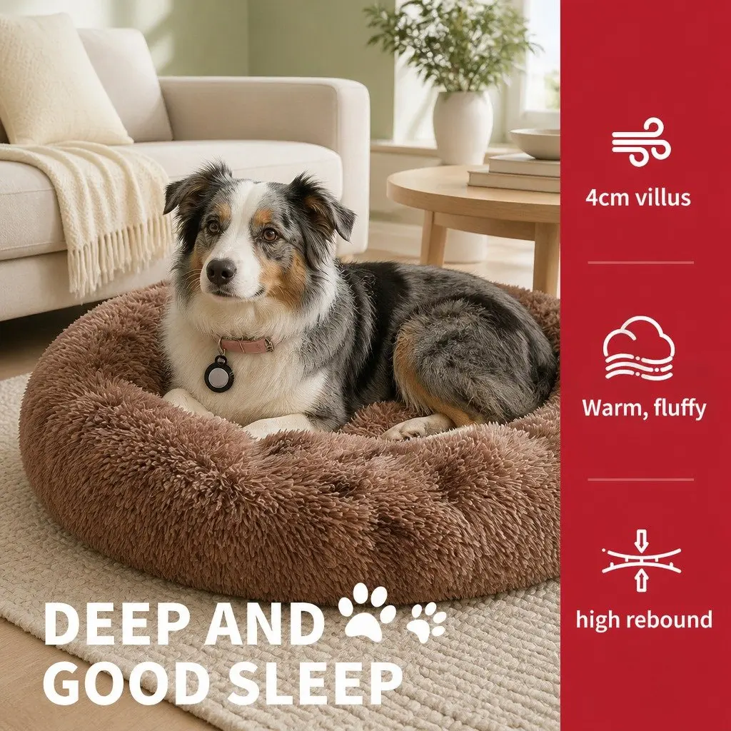 Pet Bed Round Nest Warm Plush 120cm