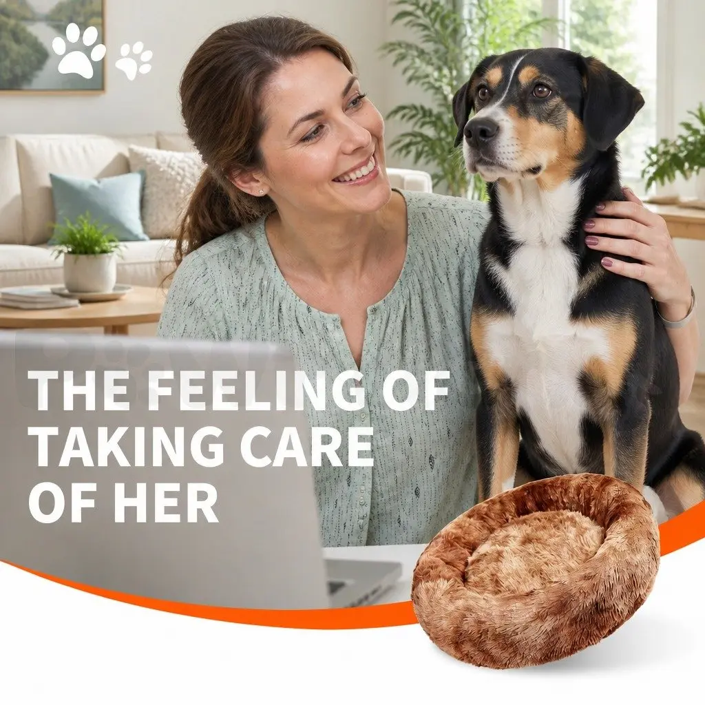 Pet Bed Round Nest Warm Plush 120cm