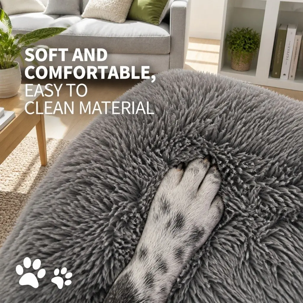 Pet Bed Soft Plush Round Calming Kennel Removable Washable 120cm