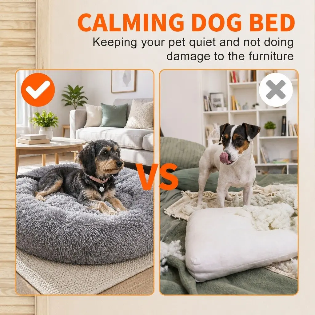 Pet Bed Round Soft Plush Washable 100cm Dog Cat Sleeping Mat