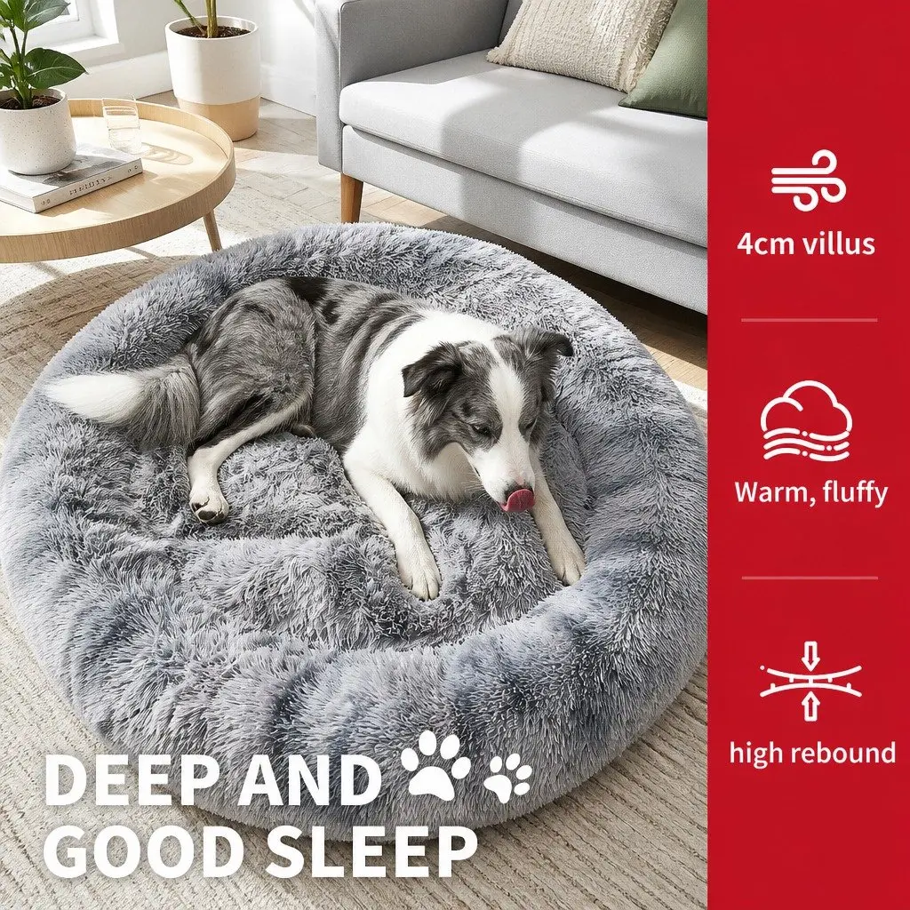 Pet Bed Round Soft Plush Washable 100cm Dog Cat Sleeping Mat