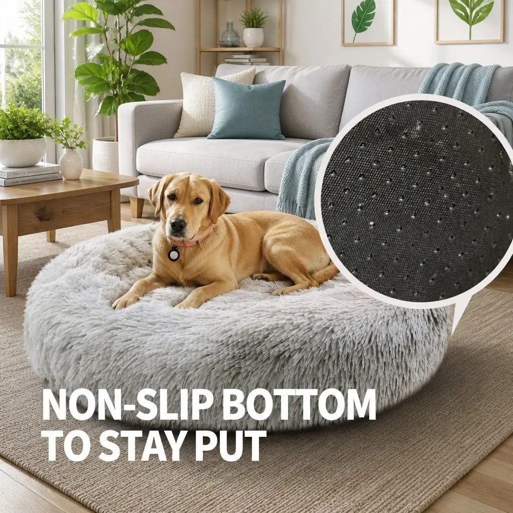 Pet Bed Round Soft Plush Washable 100cm Dog Cat Sleeping Mat