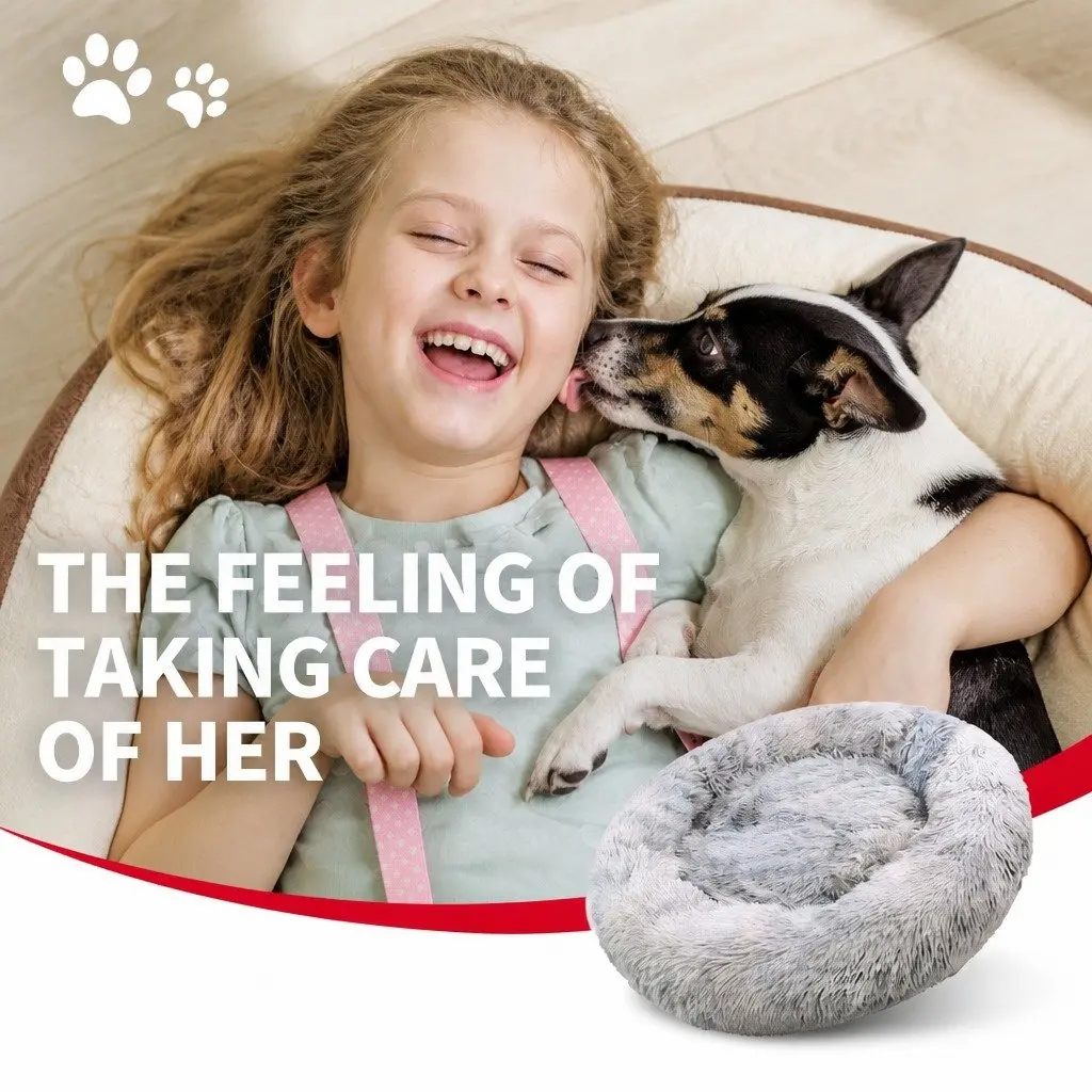Pet Bed Round Soft Plush Washable 100cm Dog Cat Sleeping Mat