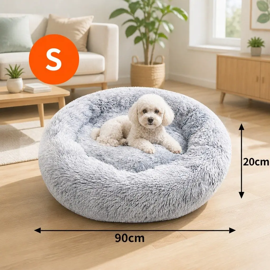 Pet Bed Round Nest Warm Plush Washable Small 70cm