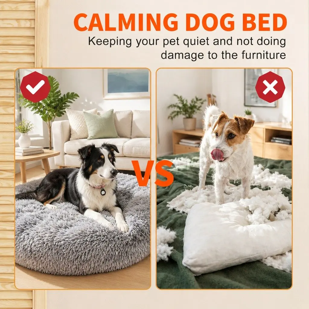 Pet Bed Round Nest Warm Plush Washable Small 70cm