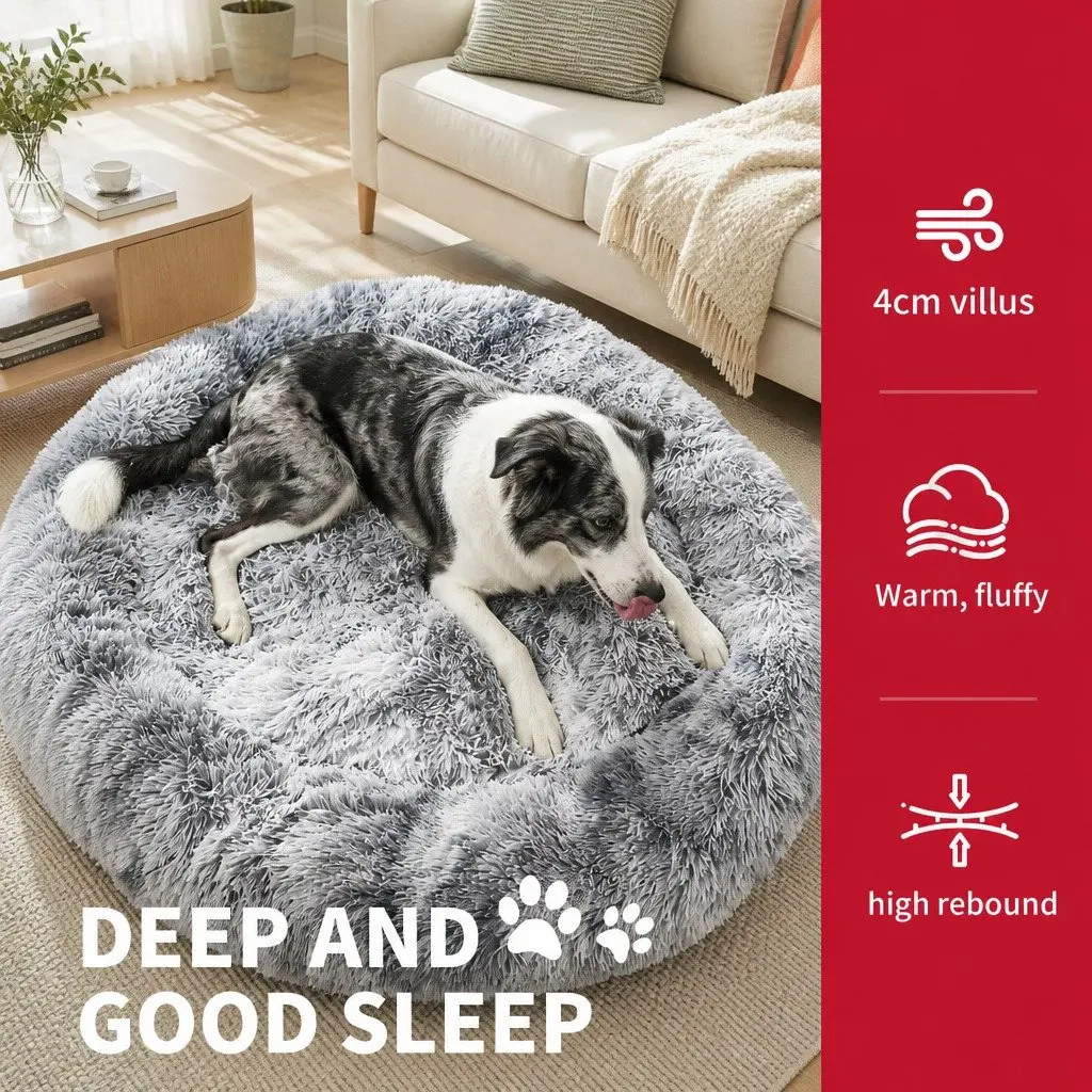 Pet Bed Round Nest Warm Plush Washable Small 70cm