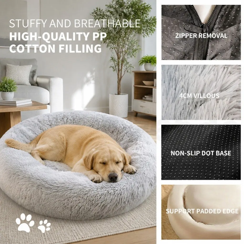 Pet Bed Round Nest Warm Plush Washable Small 70cm