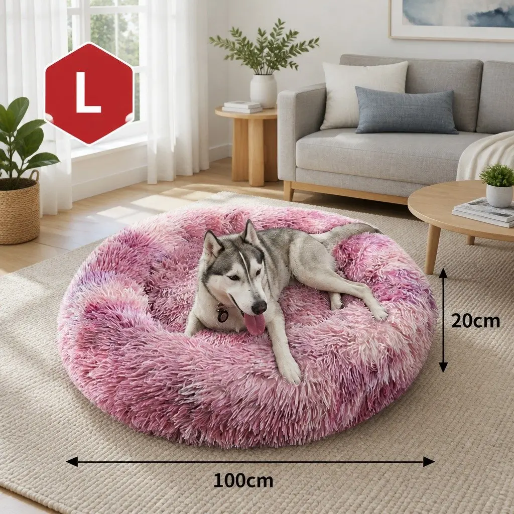 Pet Bed Round Nest Plush Comfy 100cm for Dogs Cats