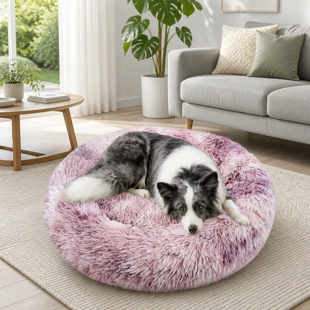 Pet Bed Round Nest Plush Comfy 100cm for Dogs Cats