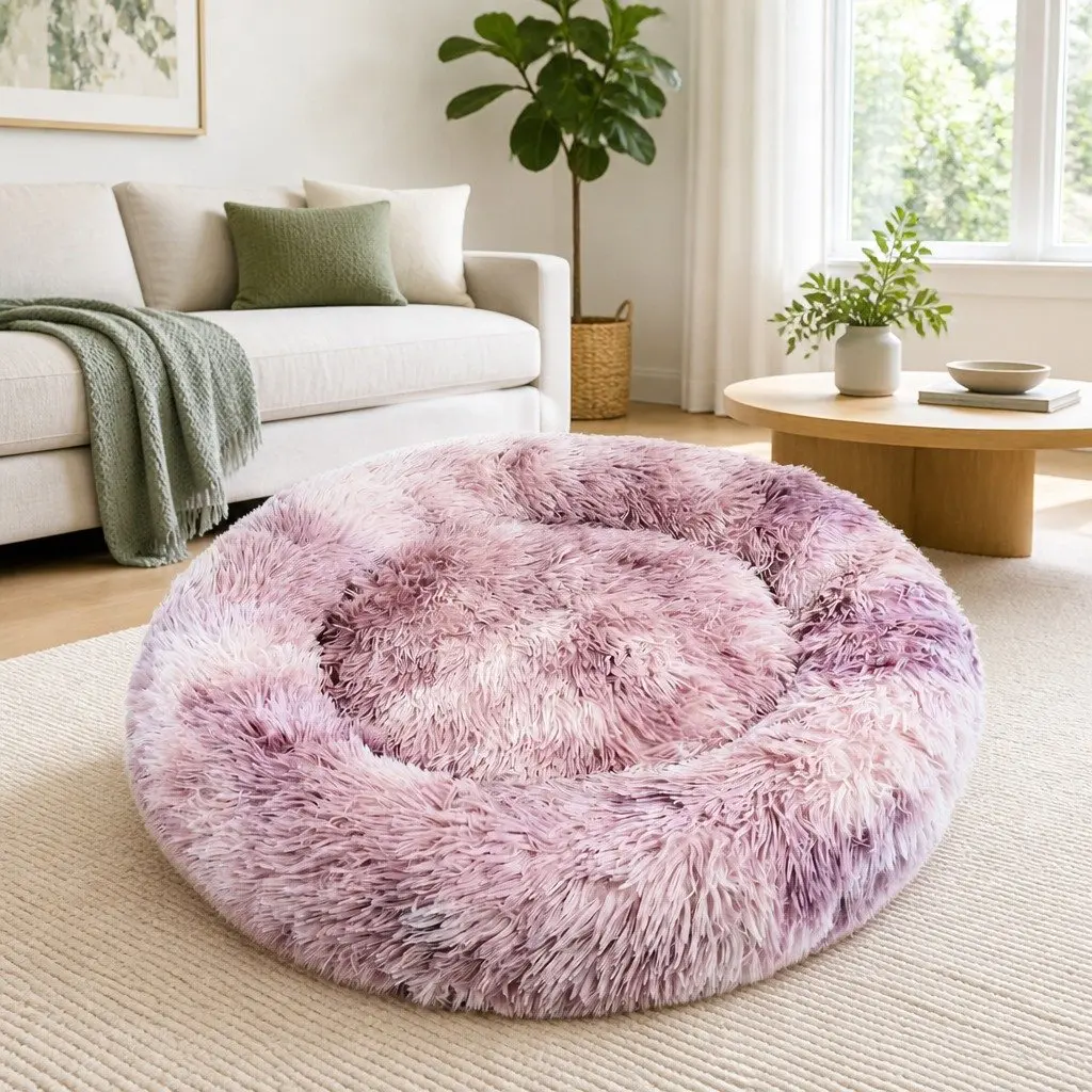 Pet Bed Round Nest Plush Comfy 100cm for Dogs Cats