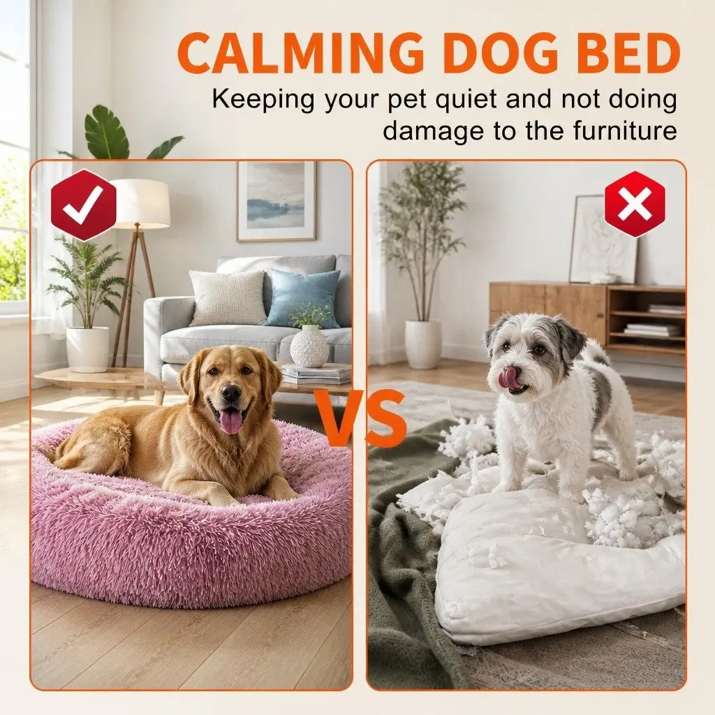 Pet Bed Round Nest Plush Comfy 100cm for Dogs Cats