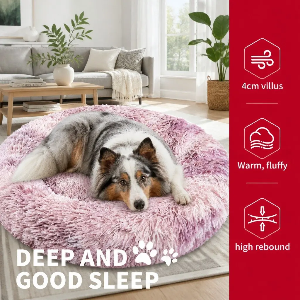 Pet Bed Round Nest Plush Comfy 100cm for Dogs Cats