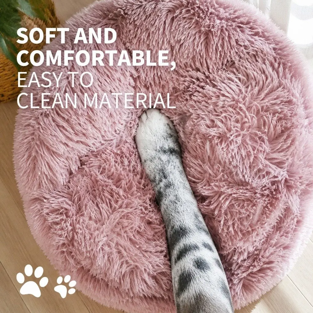 Pet Bed Round Nest Plush Comfy 100cm for Dogs Cats