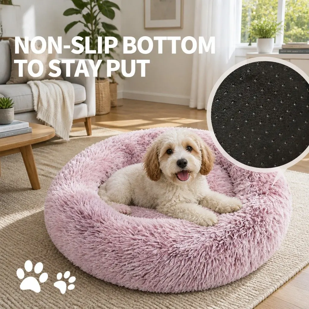 Pet Bed Round Nest Plush Comfy 100cm for Dogs Cats