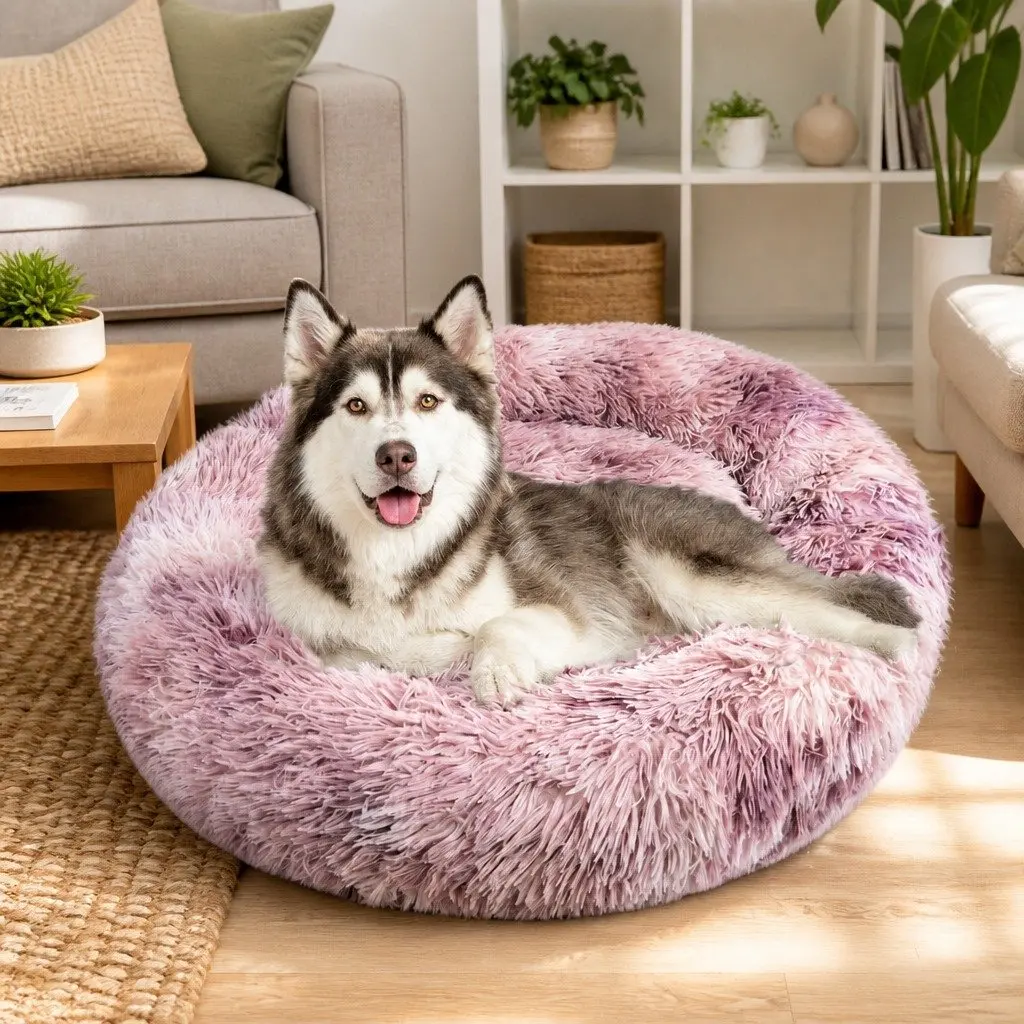 Pet Bed Donut Cushion Large Comfy Mat for Puppy Cat Dog Plush Nest Lounger