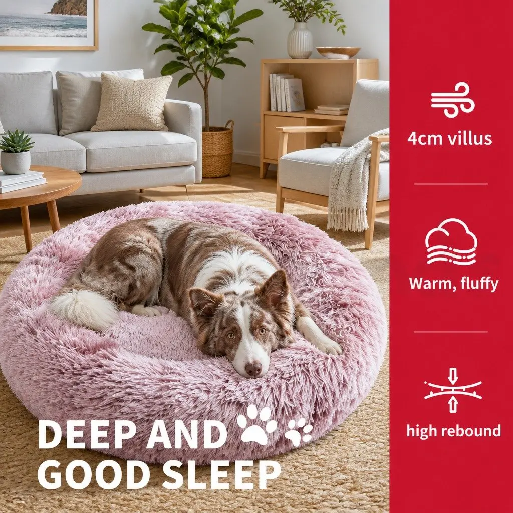 Pet Bed Donut Cushion Large Comfy Mat for Puppy Cat Dog Plush Nest Lounger