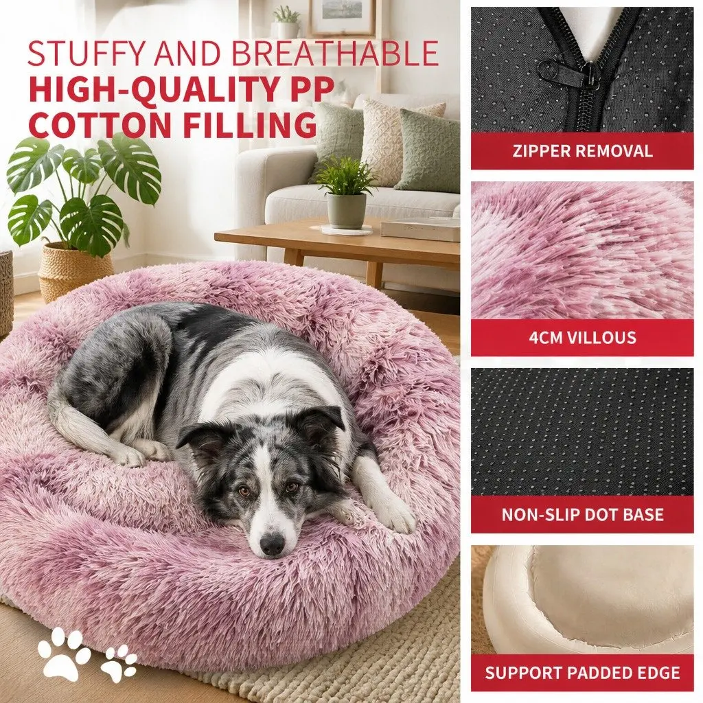 Pet Bed Donut Cushion Large Comfy Mat for Puppy Cat Dog Plush Nest Lounger