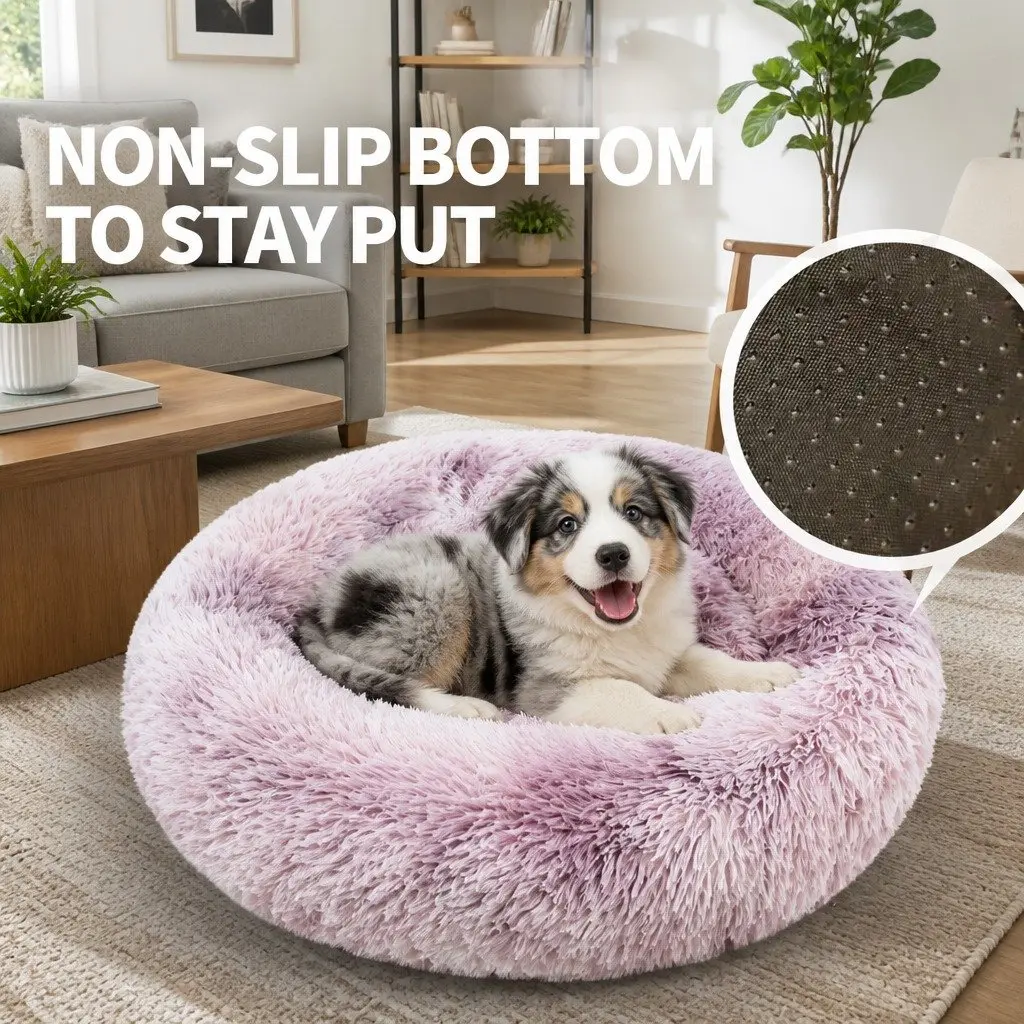Pet Bed Donut Cushion Large Comfy Mat for Puppy Cat Dog Plush Nest Lounger