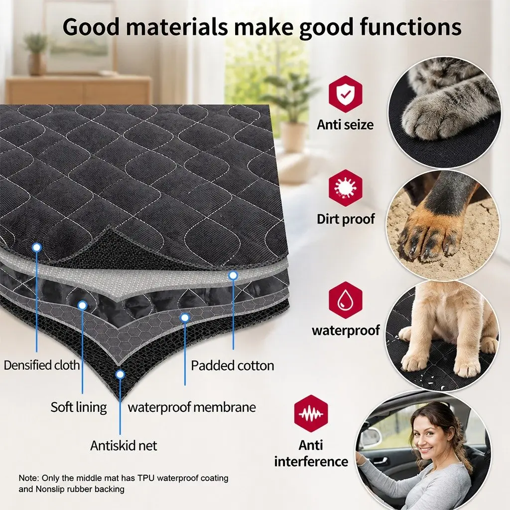 Car Back Seat Cover Pet Dog Waterproof Hammock Protective Pad Multi-Function