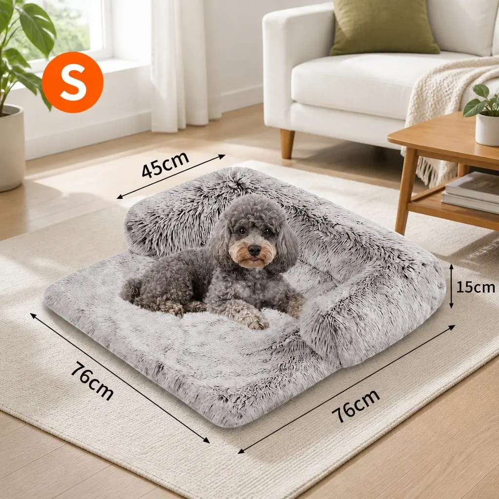 Pet Sofa Bed Calming Cushion Plush Mat Small Size