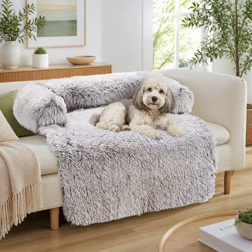 Pet Sofa Bed Calming Cushion Plush Mat Small Size