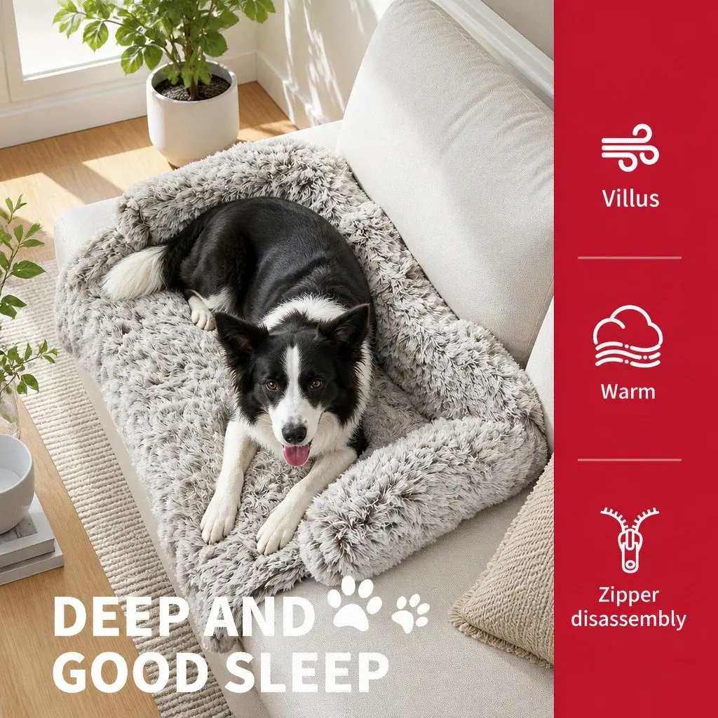 Pet Sofa Bed Calming Cushion Plush Mat Small Size