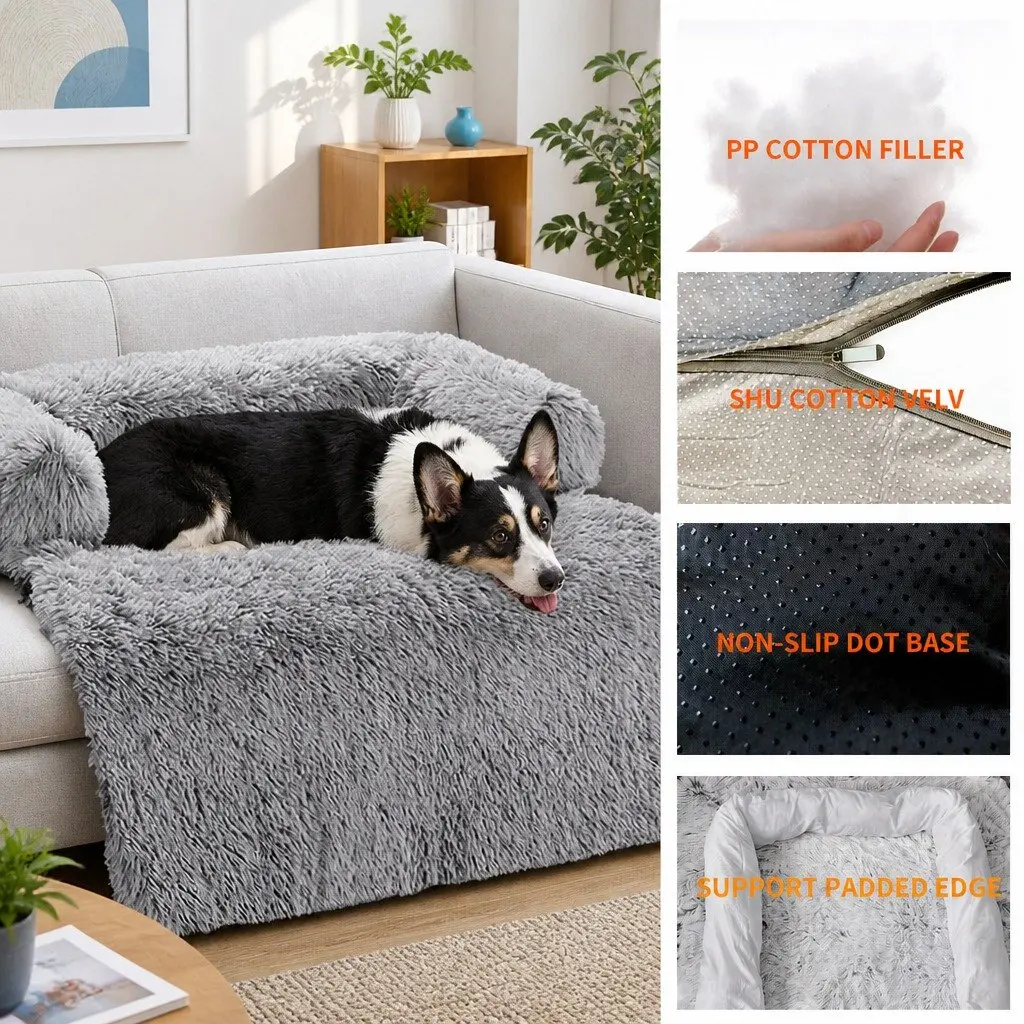 XL Dog Sofa Bed Calming Cushion Plush Mat Cover Protector