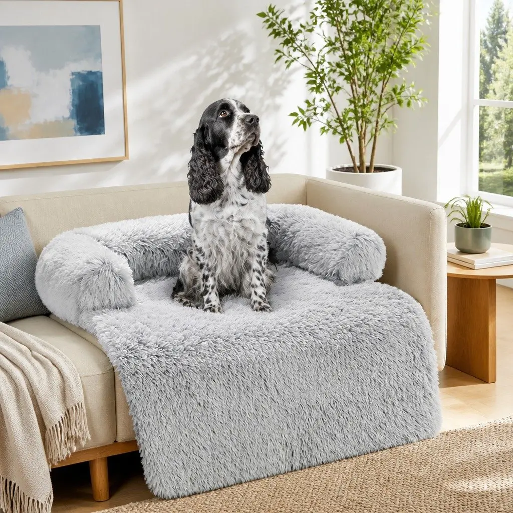 Pet Sofa Bed Calming Dog Cat Waterproof Cover Protector Slipcover Large