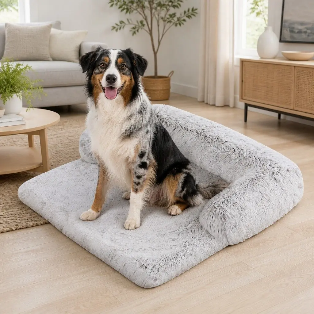 Pet Sofa Bed Waterproof Calming Plush 76x76x15cm