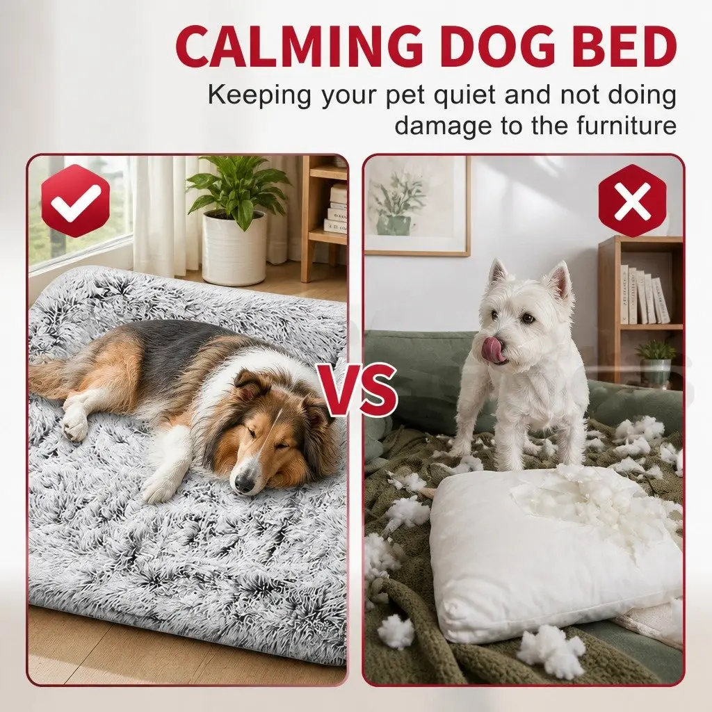 Pet Sofa Bed Waterproof Calming Plush 76x76x15cm