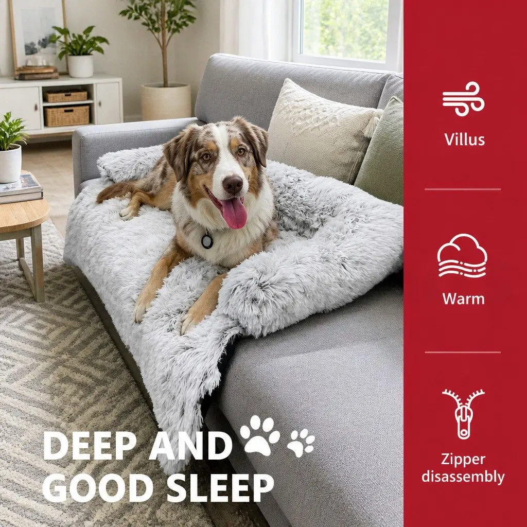 Pet Sofa Bed Waterproof Calming Plush 76x76x15cm