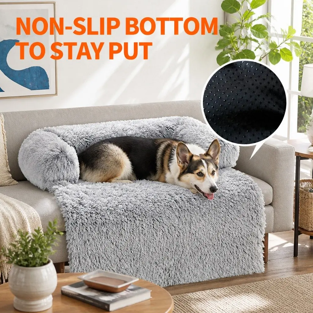 Pet Sofa Bed Waterproof Calming Plush 76x76x15cm