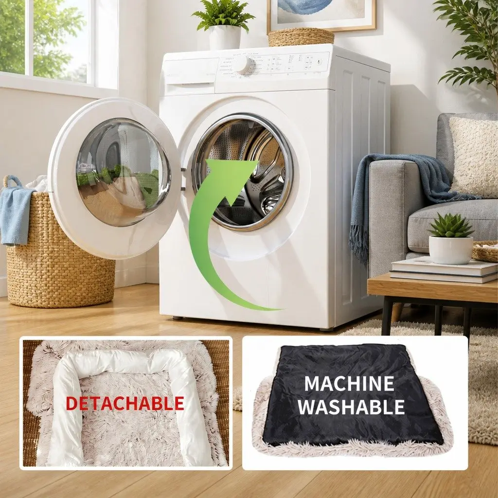 Pet Sofa Bed Waterproof Calming Plush 76x76x15cm