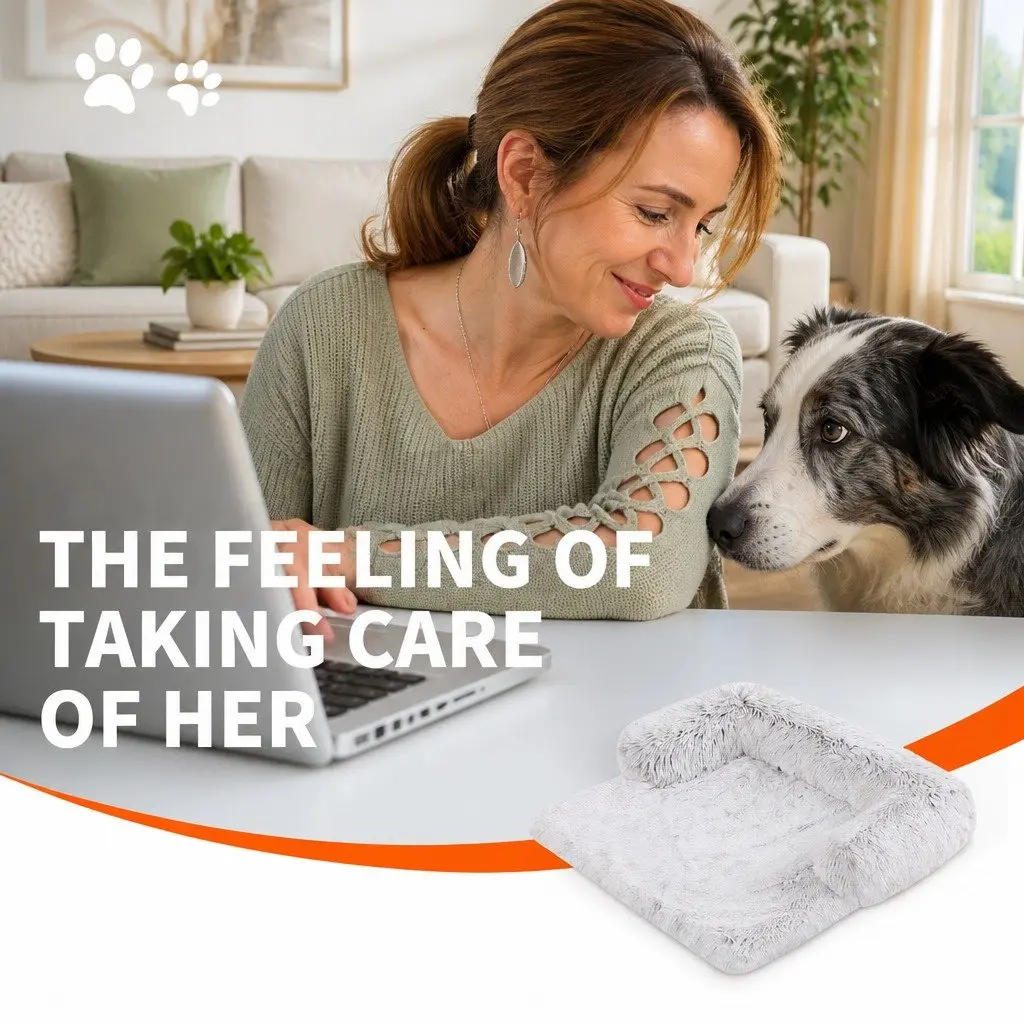 Pet Sofa Bed Waterproof Calming Plush 76x76x15cm