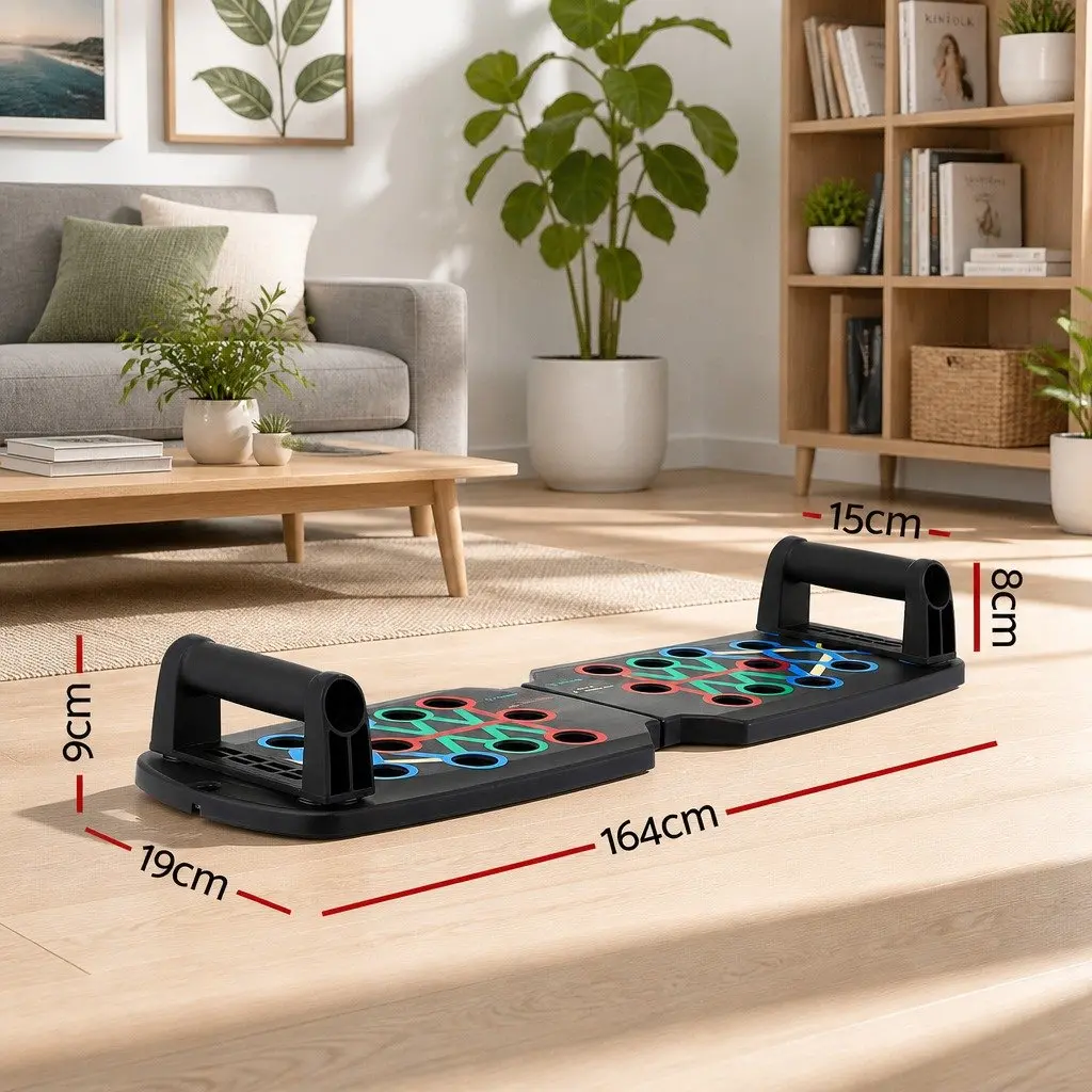 Push Up Board Multi Function Color Coded System Portable Home Gym Equipment Black
