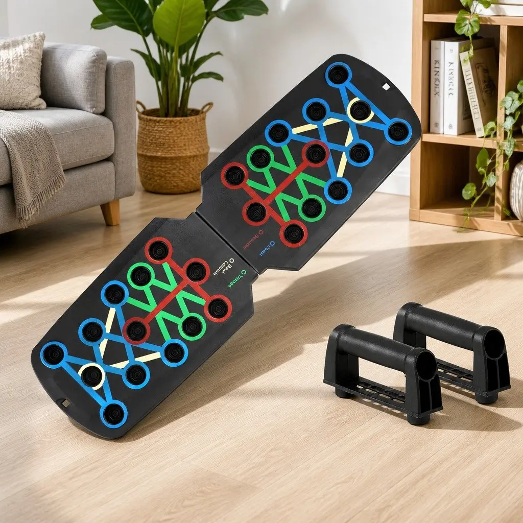 Push Up Board Multi Function Color Coded System Portable Home Gym Equipment Black
