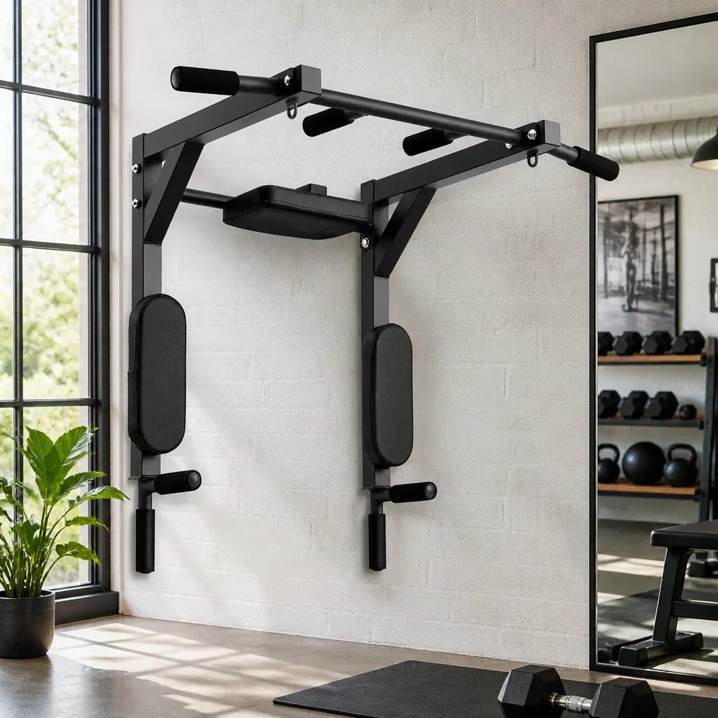 Pull Up Bar Dip Station Multi Gym Heavy Duty 150kg Black