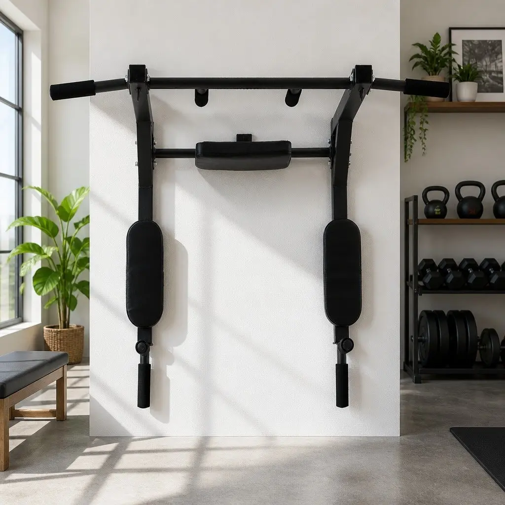 Pull Up Bar Dip Station Multi Gym Heavy Duty 150kg Black