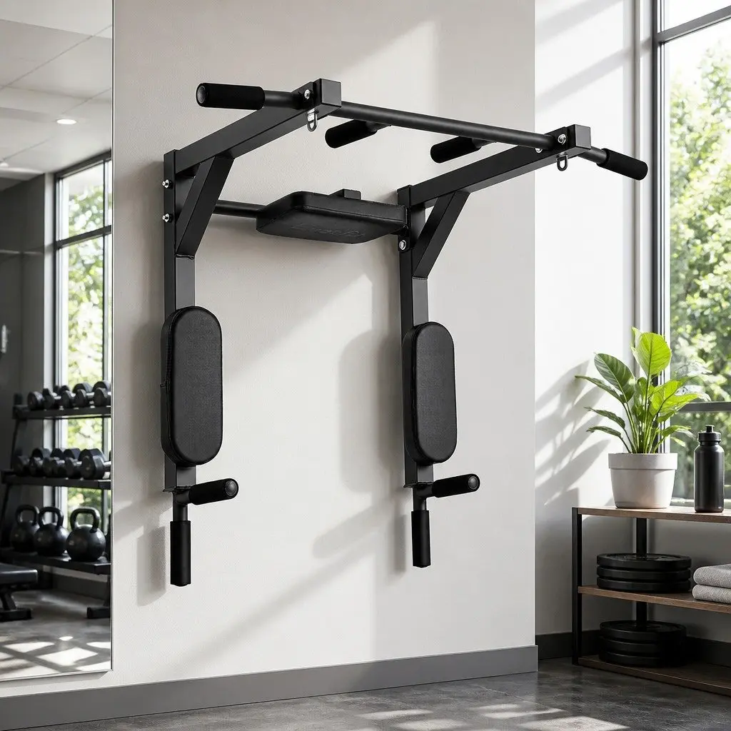 Pull Up Bar Dip Station Multi Gym Heavy Duty 150kg Black