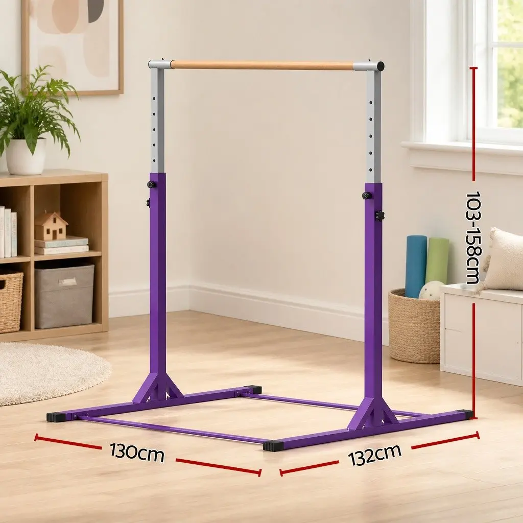 Kids Gymnastics Bar Adjustable Height 103 to 158cm Indoor Outdoor Training